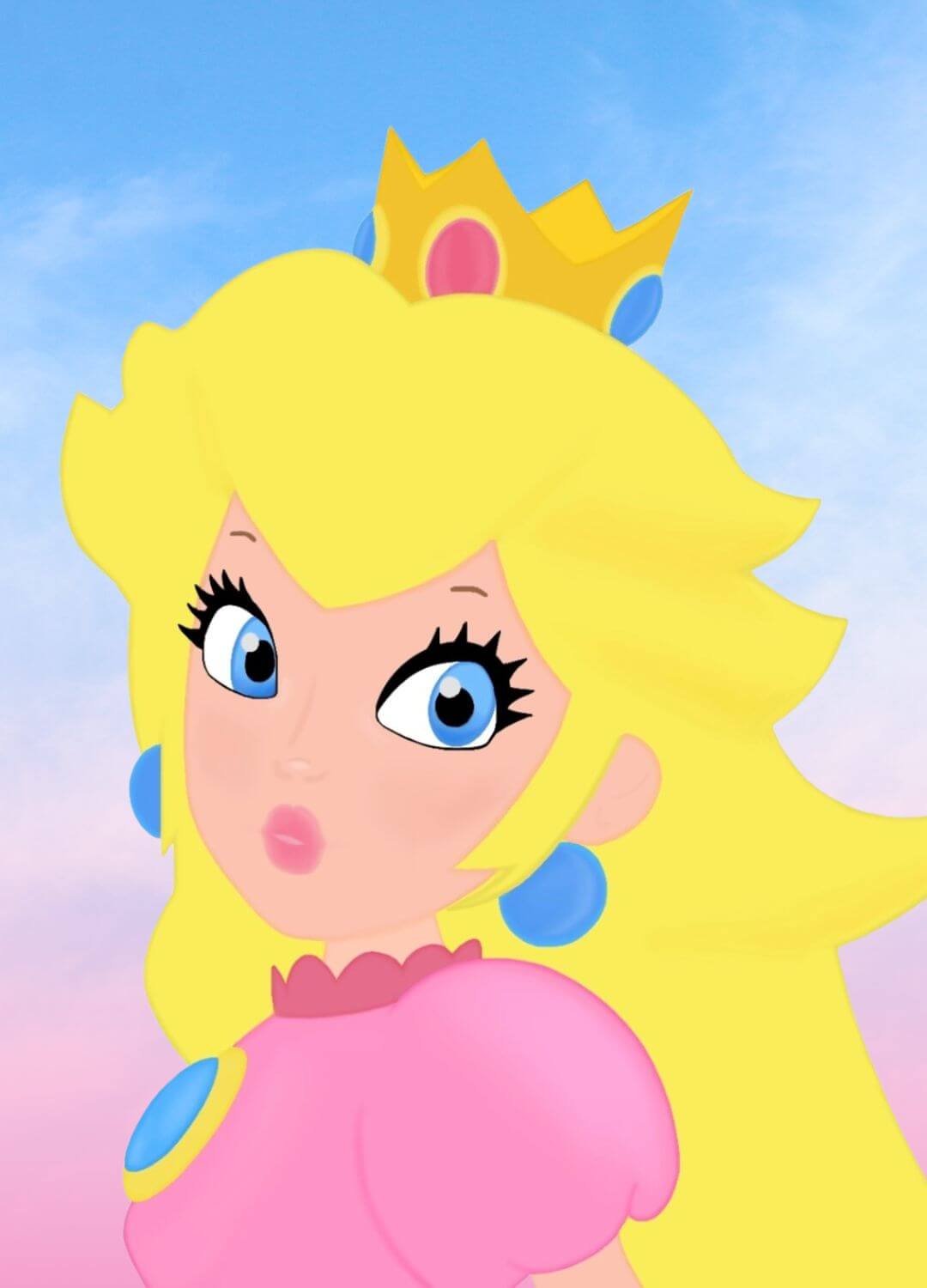 Blonde princess wearing a golden crown digital art